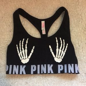VS Pink skeleton sports bra Halloween